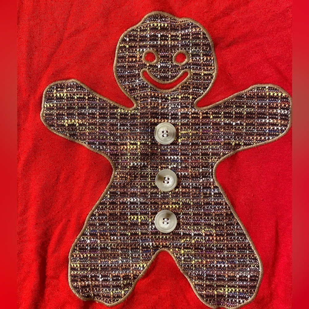 Jane & Delancey Red Gingerbread Long Sleeve Shirt Medium NI - Picture 4 of 7
